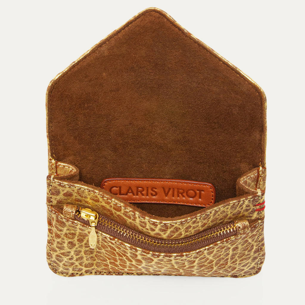 Porte Cartes Alex Cuir Bubble Or Antique