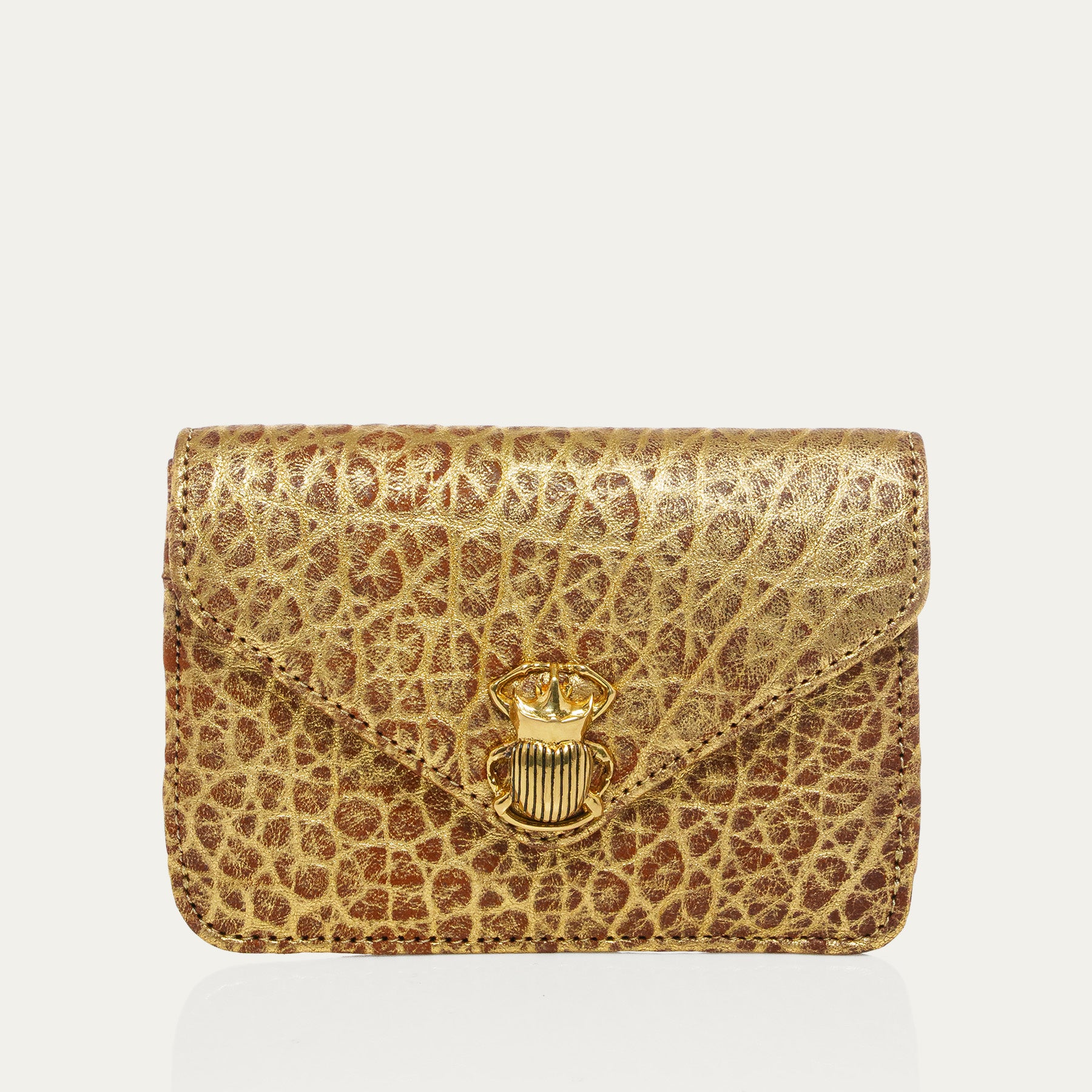 Porte Cartes Alex Cuir Bubble Or Antique
