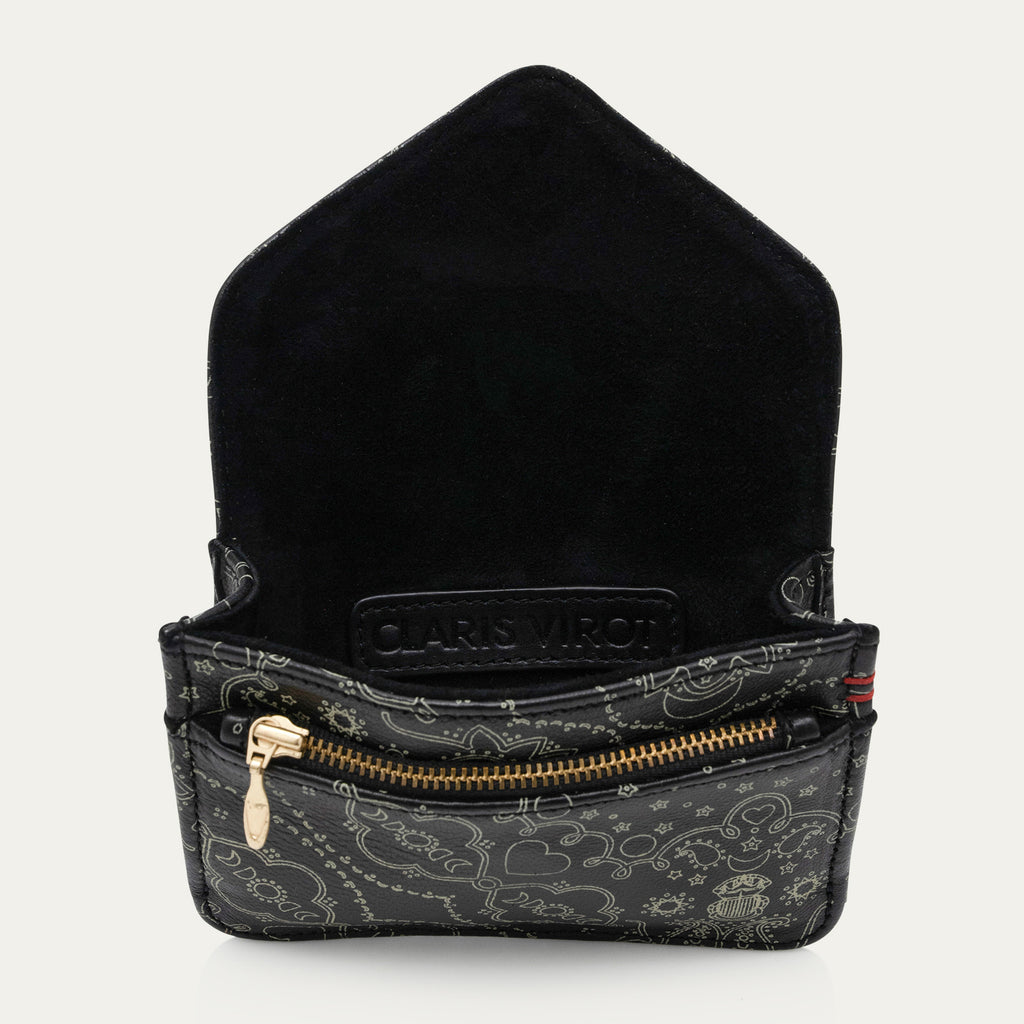 Porte Cartes Cuir Alex Nappa Noir Imprimé Bandana