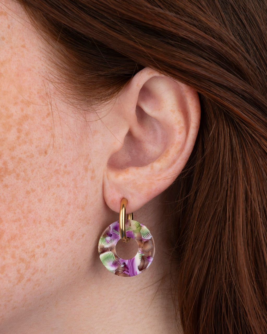 Boucles D'Oreilles Donuts - Magenta Et Vert