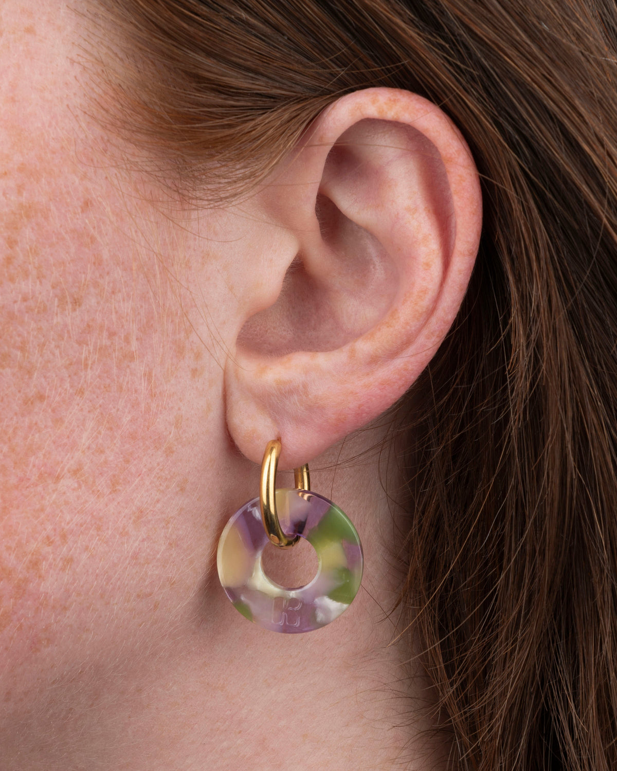 Boucles D'Oreilles Donuts - Vert Et Lavande