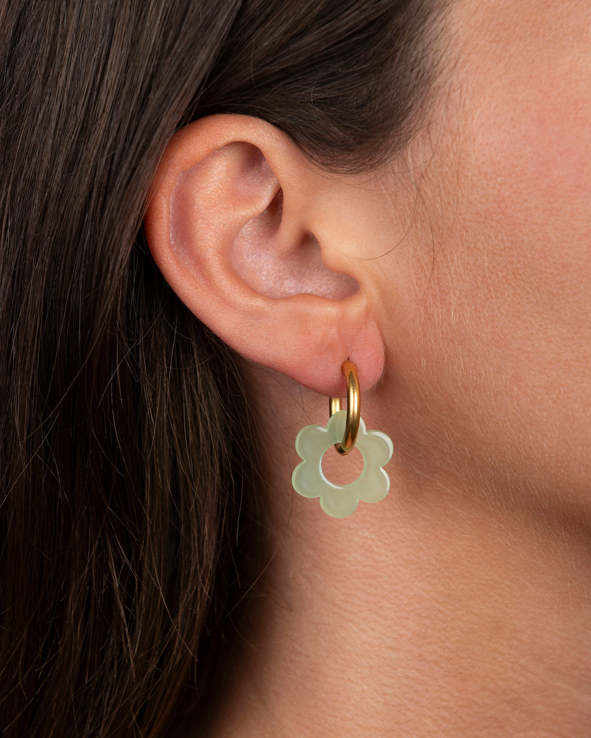 Boucles D'Oreilles Baby Fleurette - Vert Amande