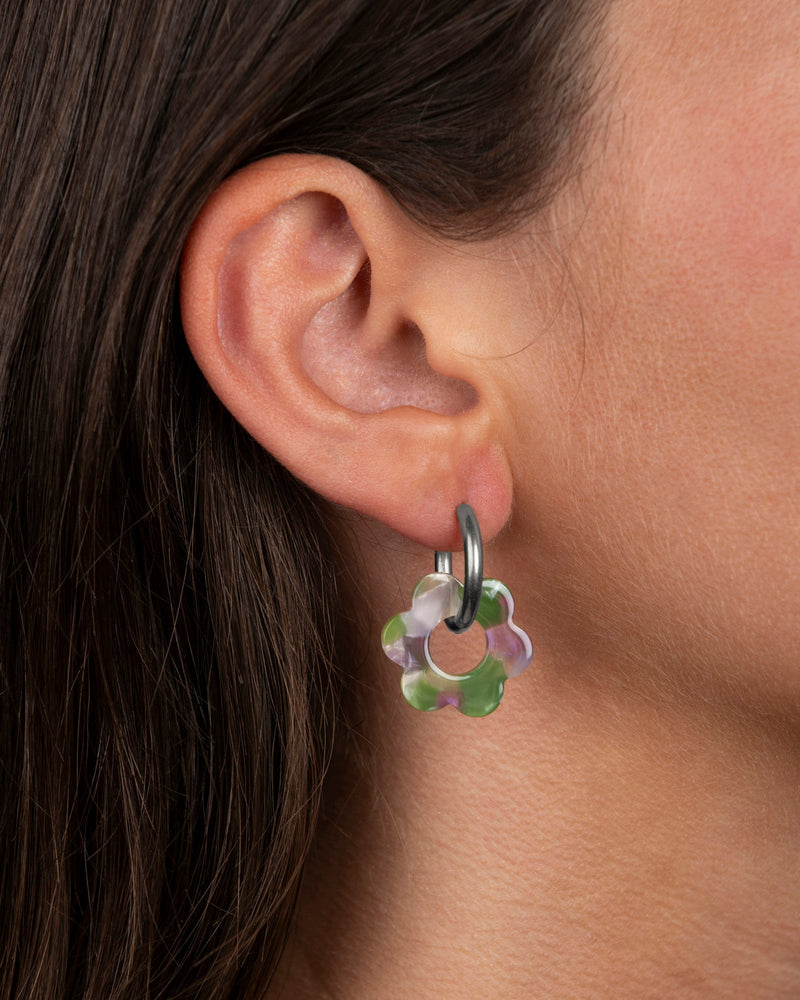 Baby Fleurette Earrings - Green & Lavender