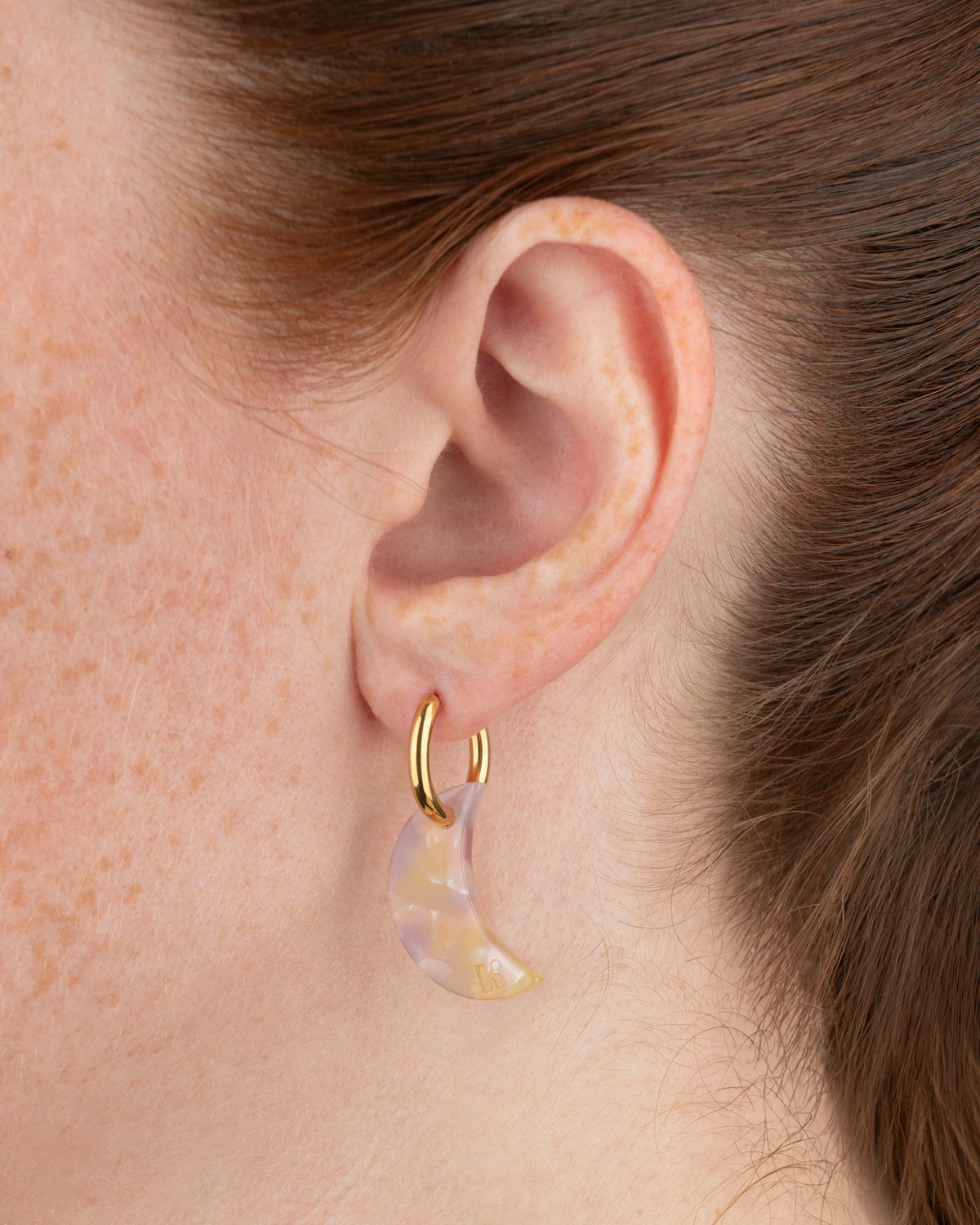 Boucles D'Oreilles Lune - Rose Orangé