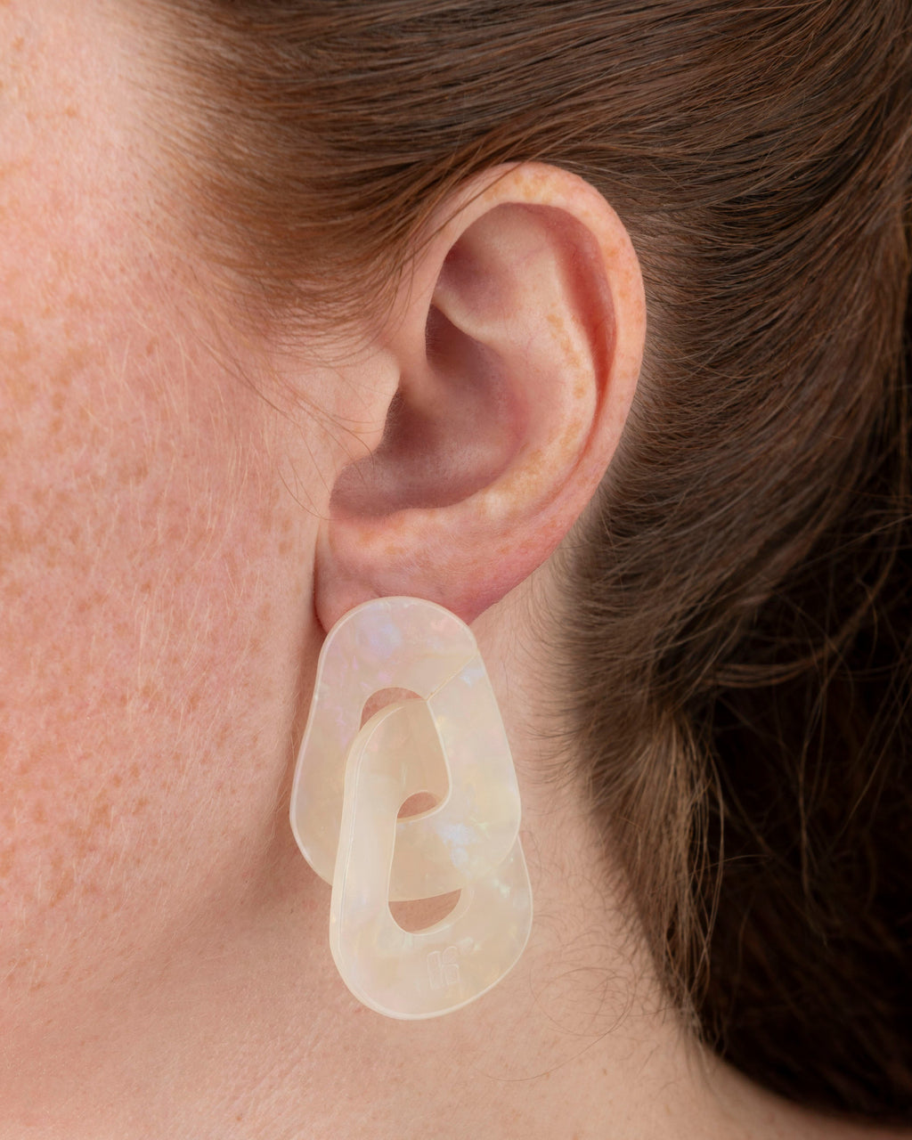 Boucles D'Oreilles Maillon - Irisé Blanc