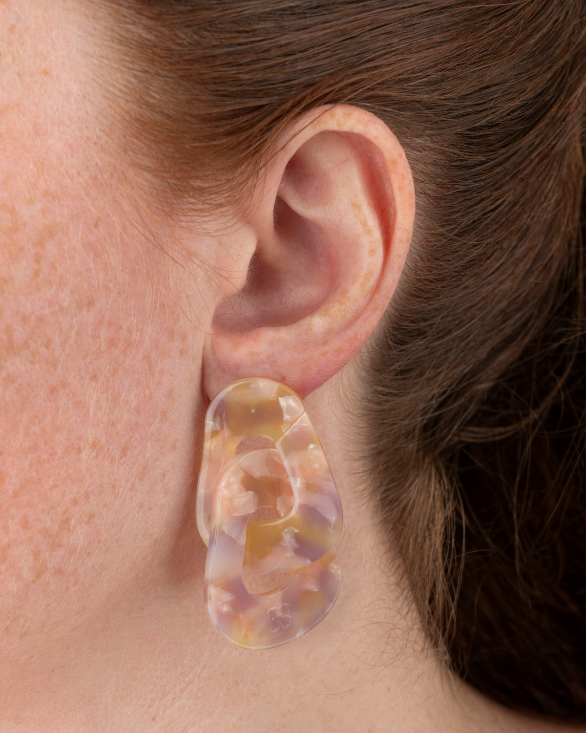 Boucles D'Oreilles Maillon - Rose Orangé
