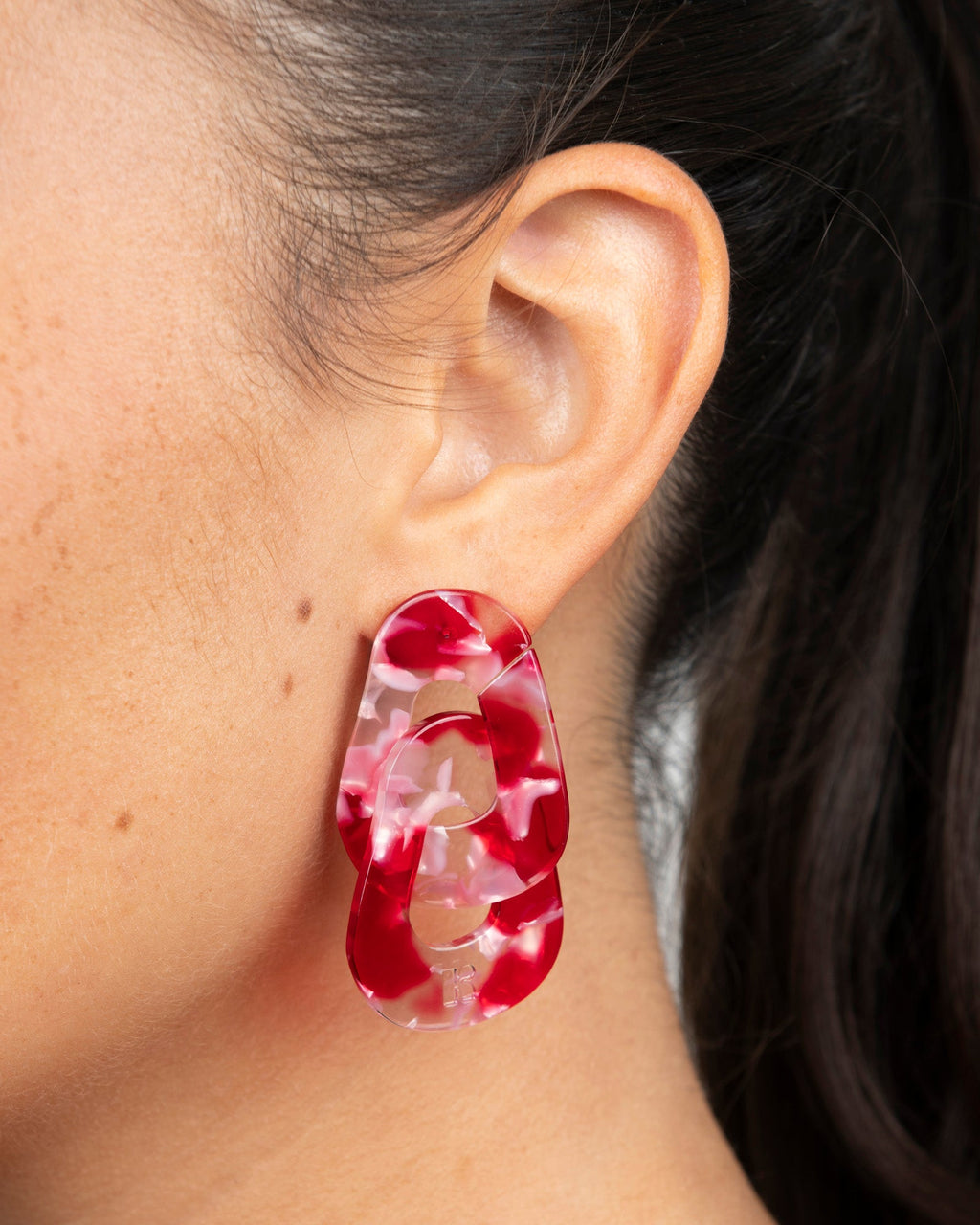 Boucles D'Oreilles Maillon - Rouge