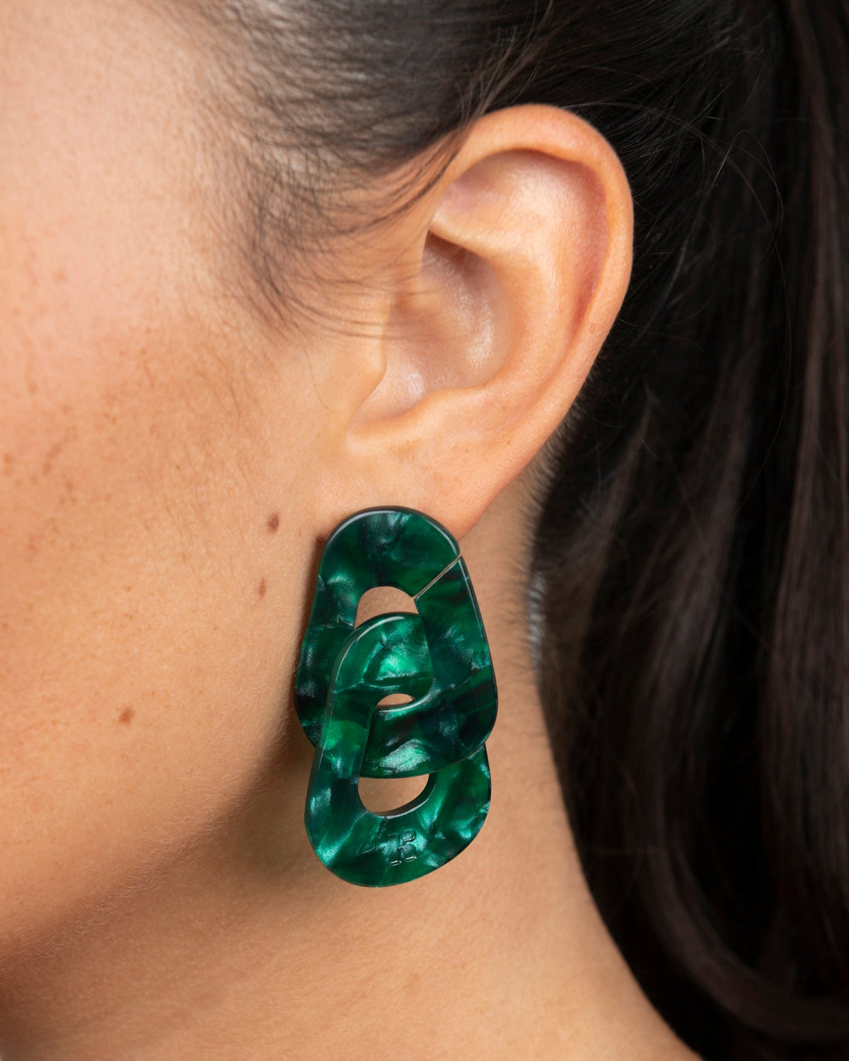 Boucles D'Oreilles Maillon - Vert