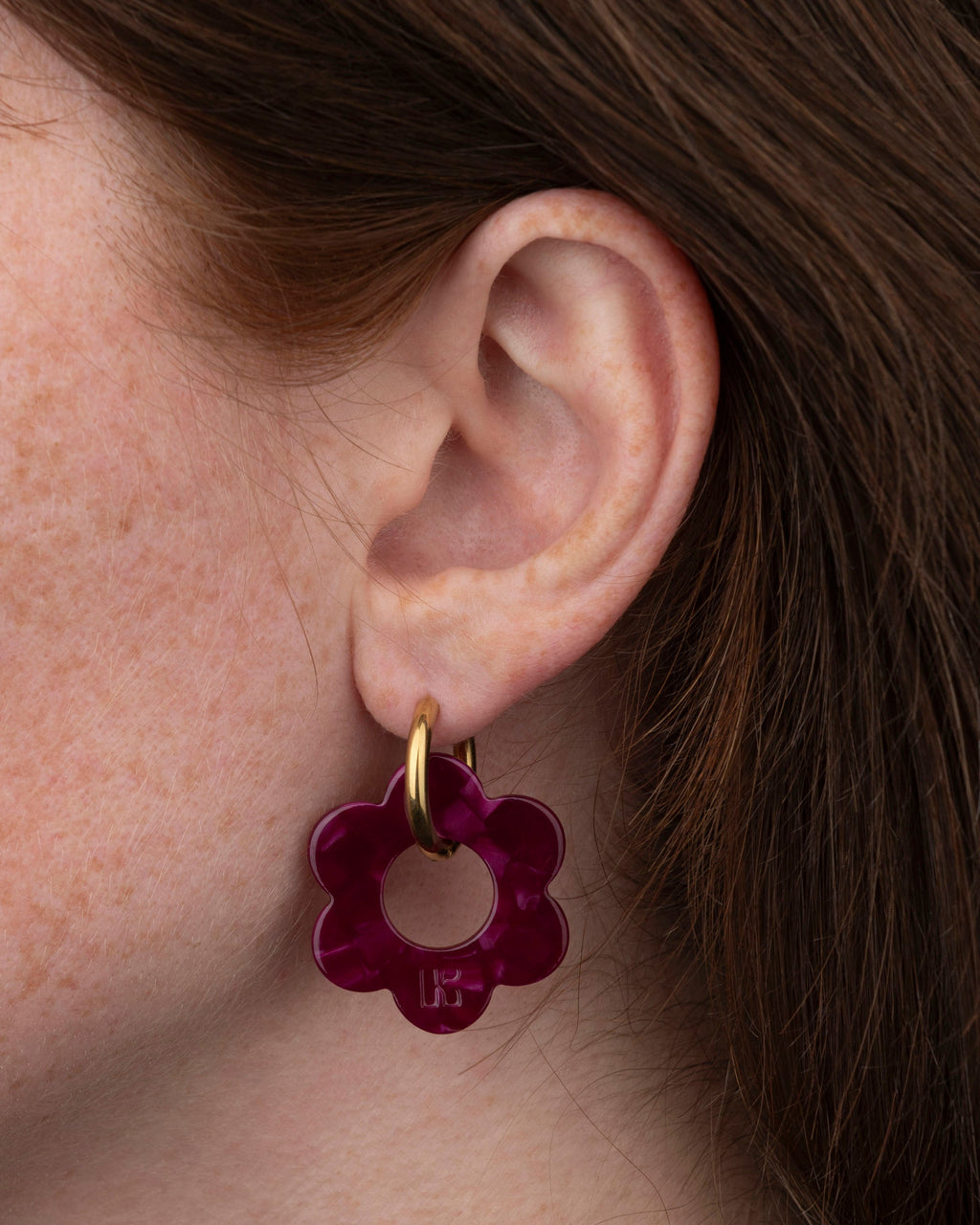 Boucles D'Oreilles Maxi Fleurette - Cerise