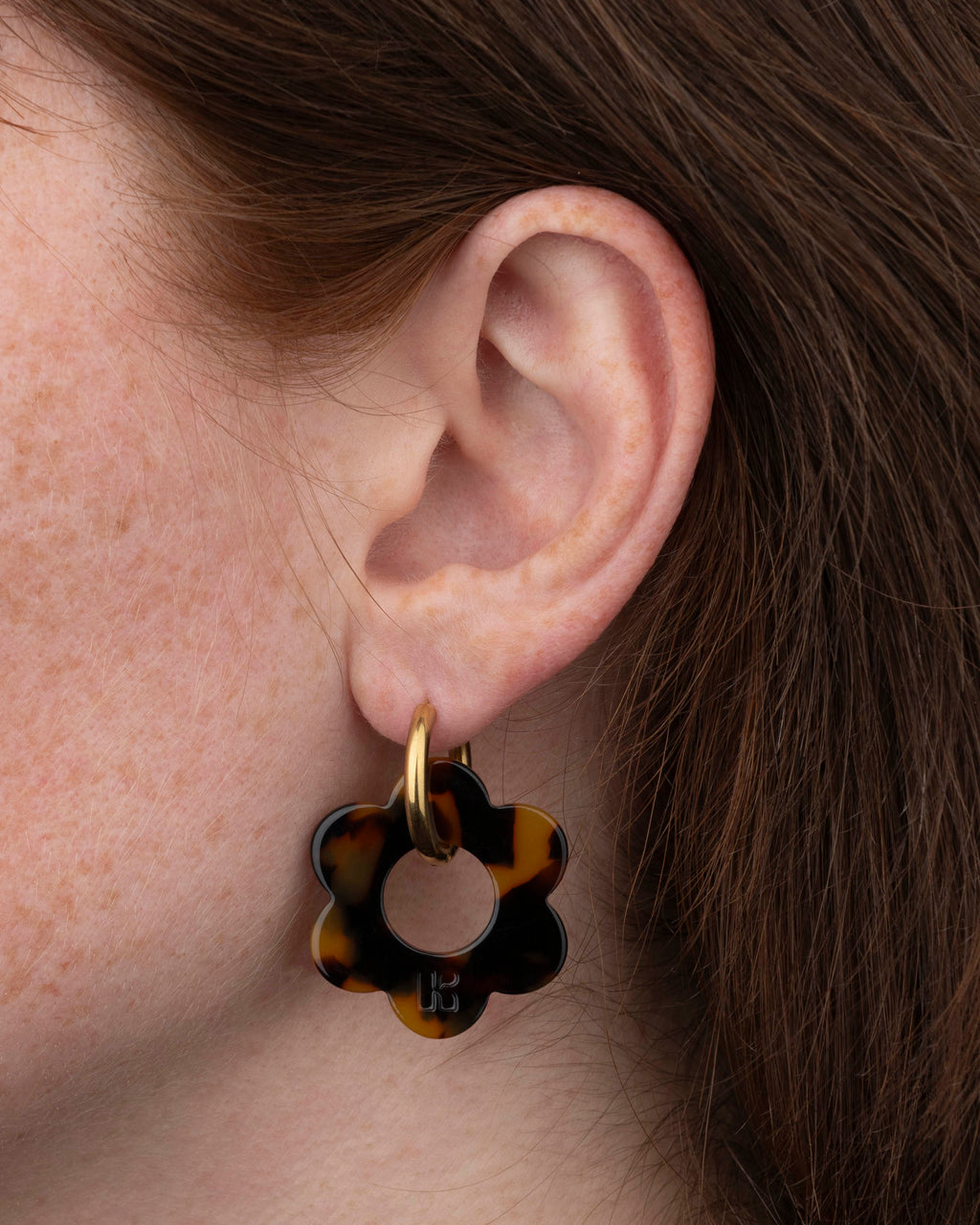 Boucles D'Oreilles Maxi Fleurette - Écaille