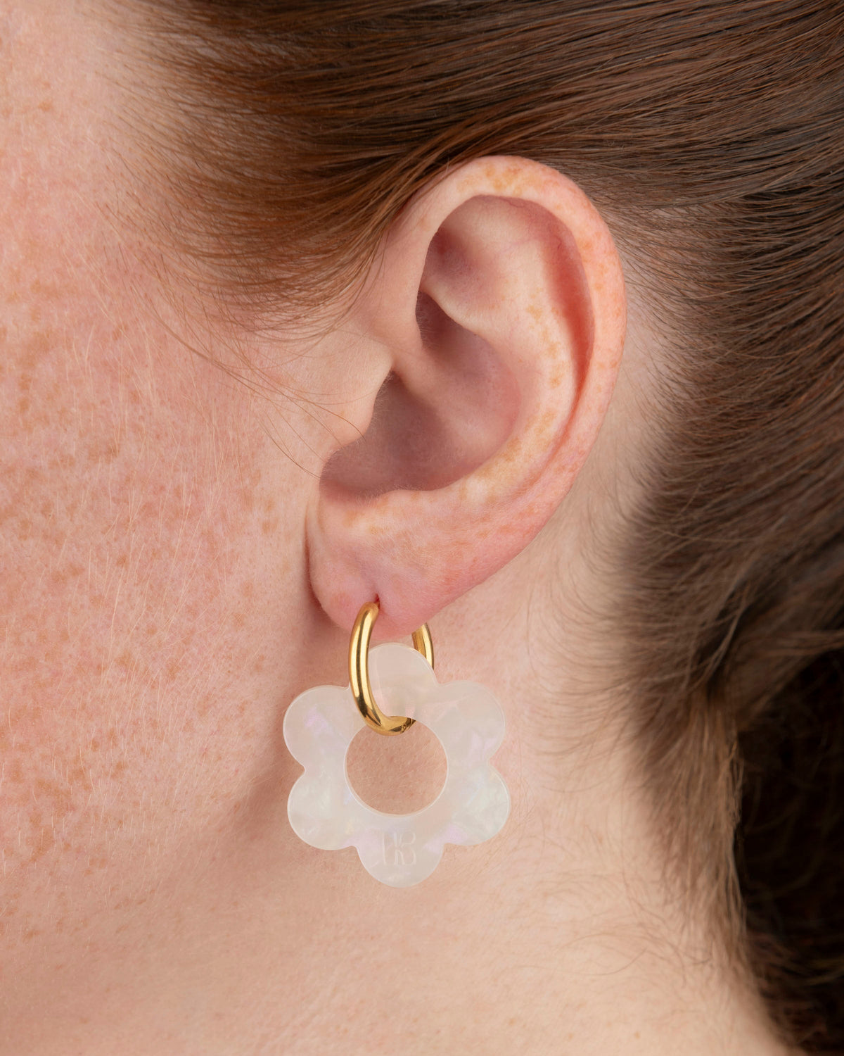 Boucles D'Oreilles Maxi Fleurette - Irisé Blanc
