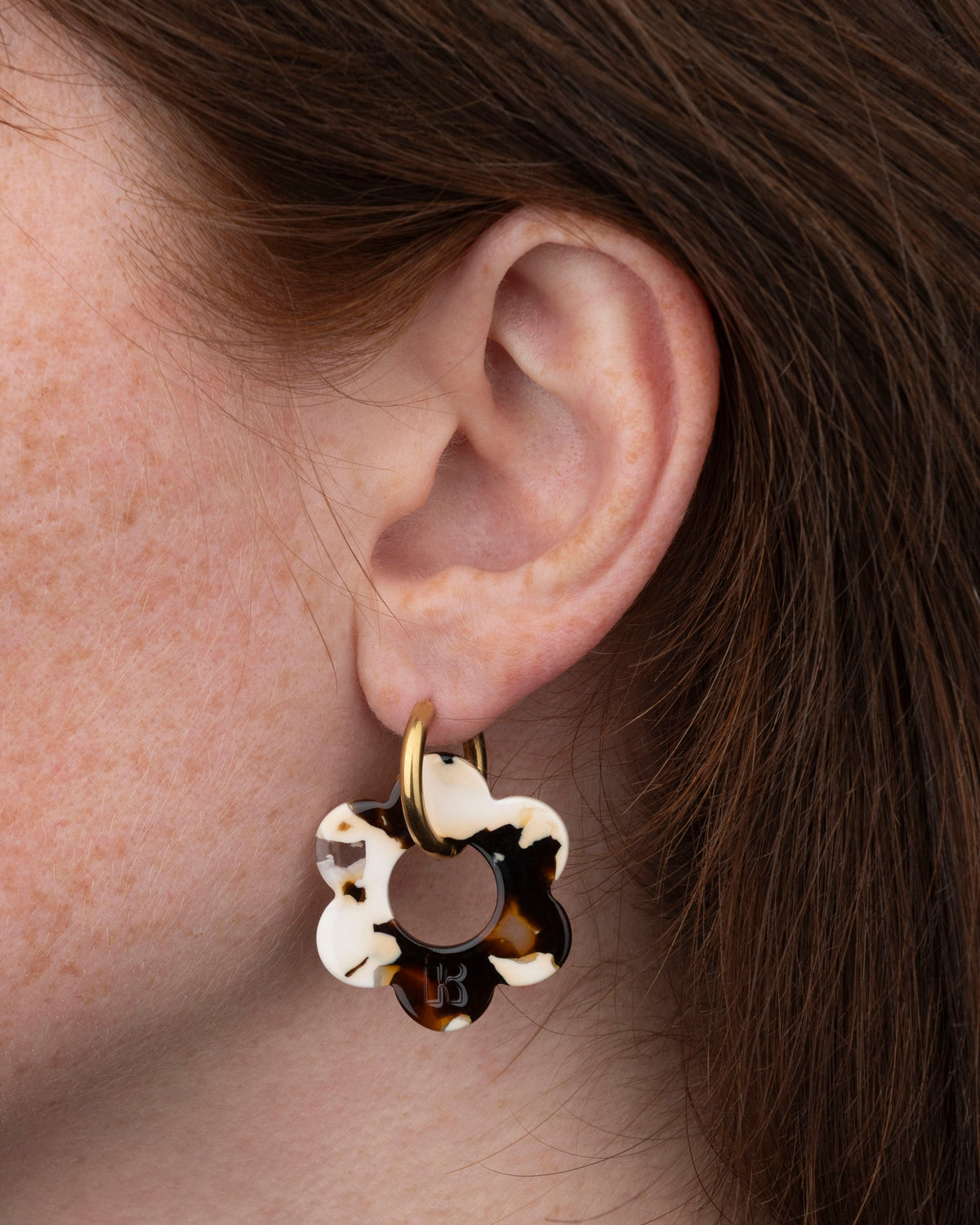 Boucles D'Oreilles Maxi Fleurette - Latte