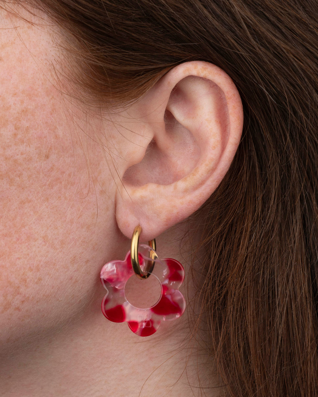 Boucles D'Oreilles Maxi Fleurette - Rouge