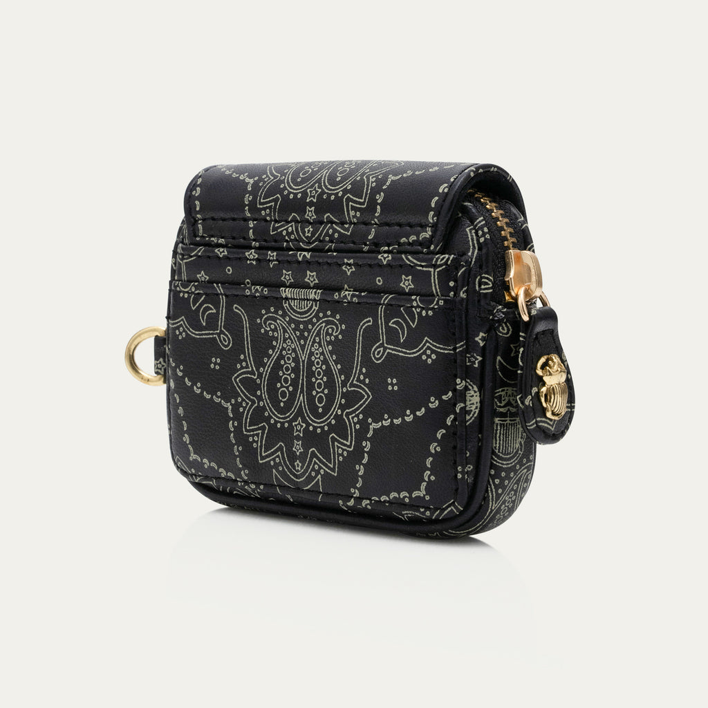 Porte-Monnaie Cuir Karl Nappa Noir Imprimé Bandana