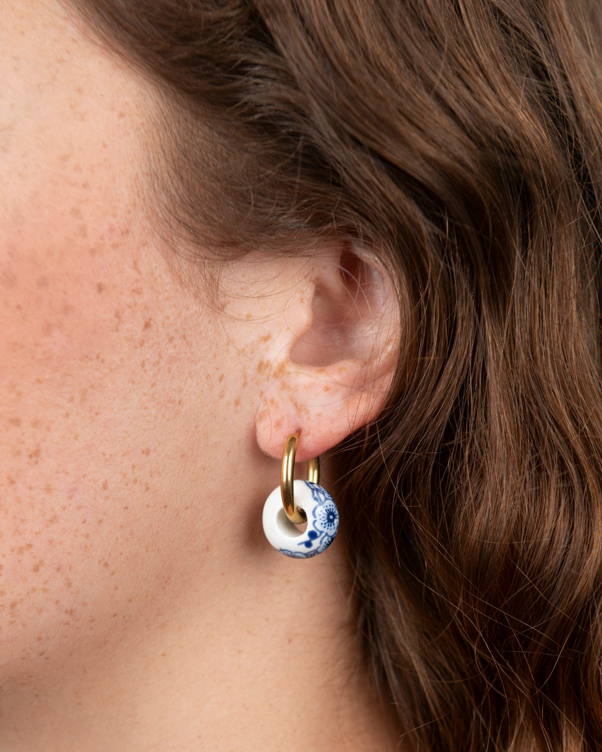 Boucles D'Oreilles Porcelaine - Bleu