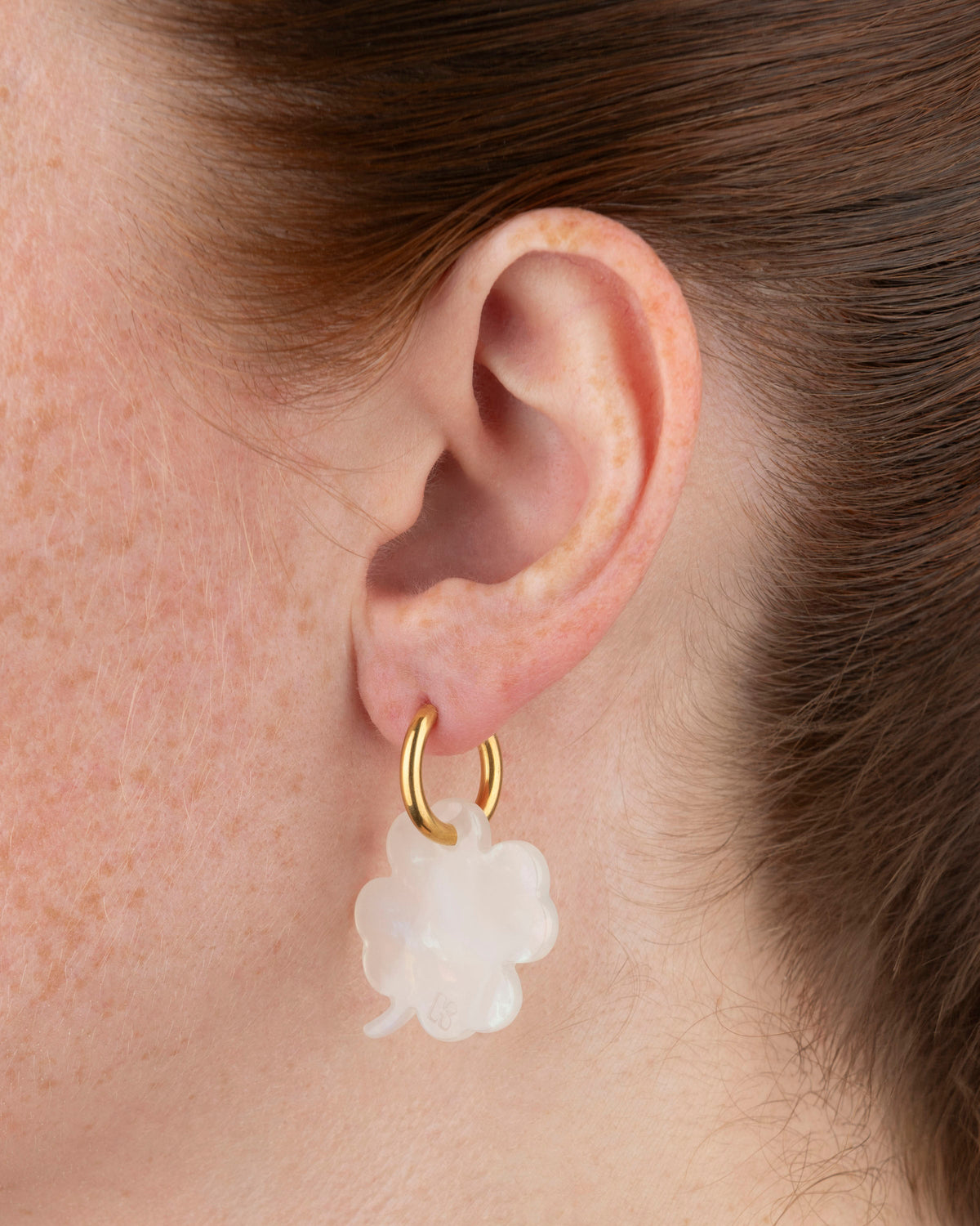 Boucles D'Oreilles Trèfle - Irisé Blanc