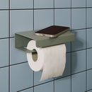 dérouleur papier toilette avec tablette design en aluminium pour poser accessoires et téléphone