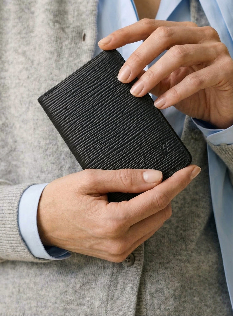 Louis Vuitton Card Holder Epi Leather Black Unisex