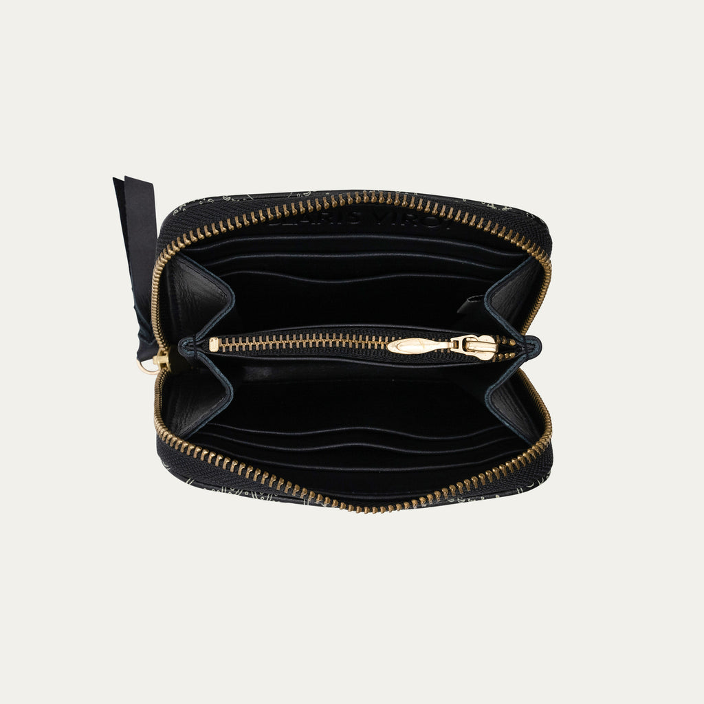 Portefeuille Cuir Mini Bob Nappa Noir Imprimé Bandana