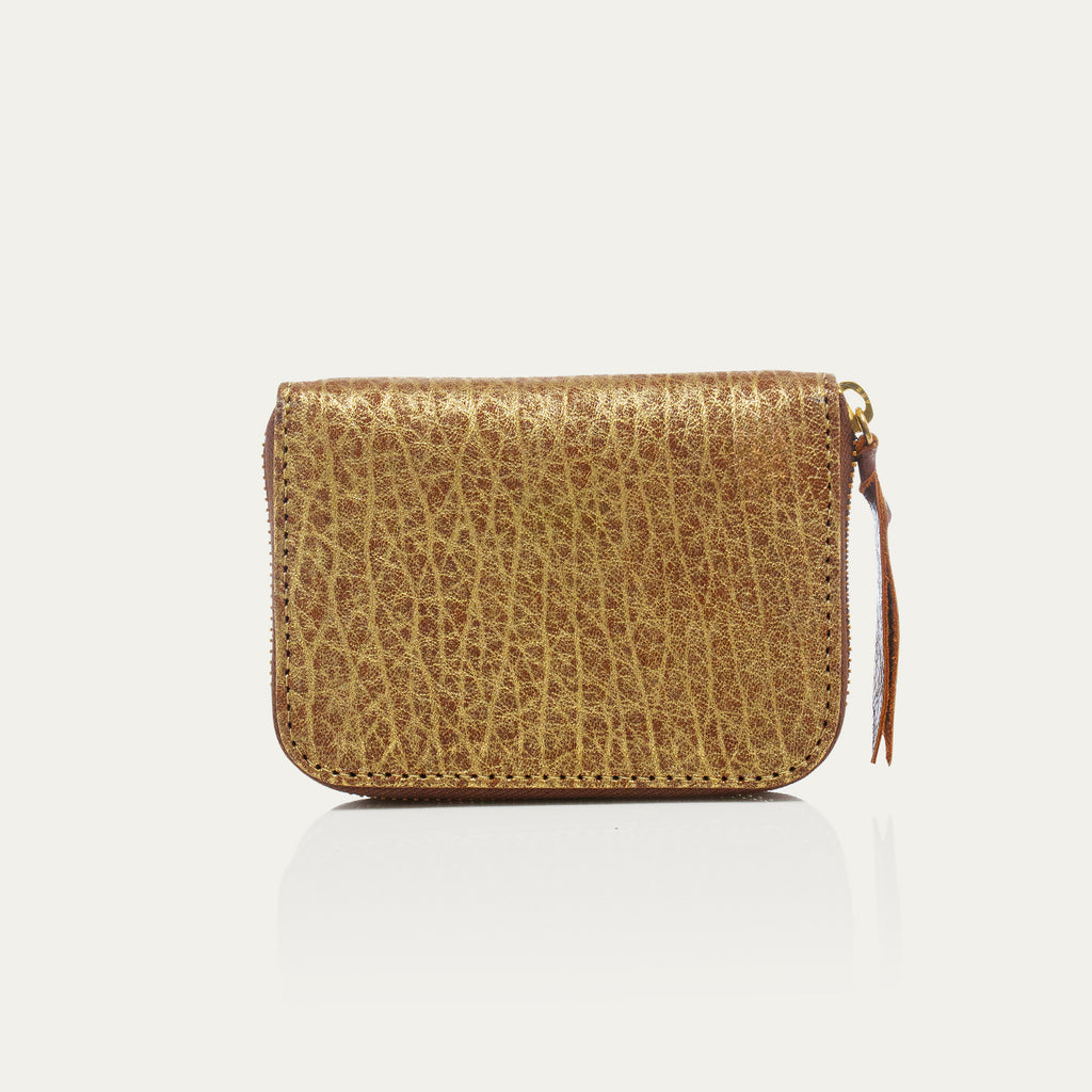 Portefeuille Mini Bob Cuir Bubble Or Antique