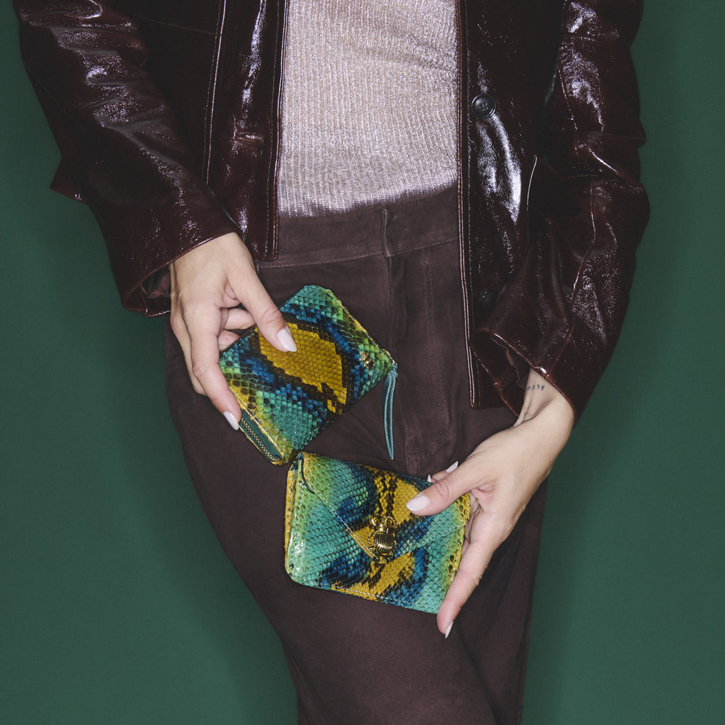 Portefeuille Mini Bob Python Bleu Lotus
