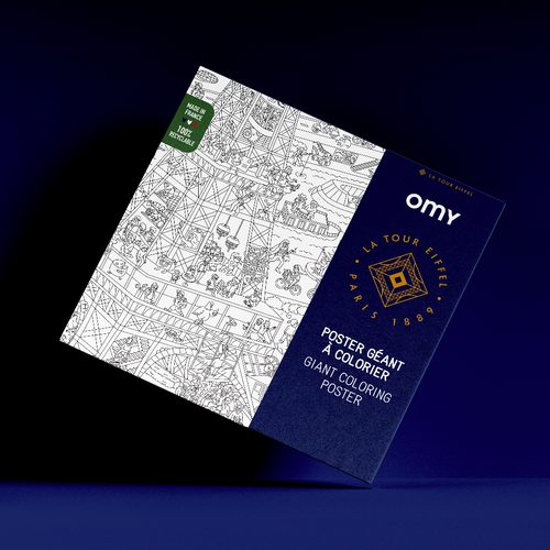 Packaging du poster géant à colorier "Tour Eiffel" OMY sur fond bleu nuit