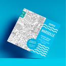 Poster géant à colorier Marseille par OMY avec boîte bleue sur fond coloré packaging 