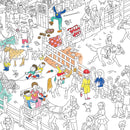 Poster Poney Club partiellement colorié avec scènes d’activités équestres, chevaux et cavaliers.