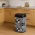 Poubelle de cuisine automatique 58L MAJESTIC Carreau de ciment Noir en acier INOX avec cerclage