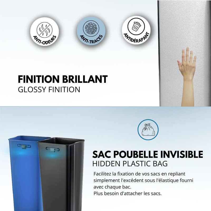 Poubelle À Pédale Tri Sélectif Edge - 50L