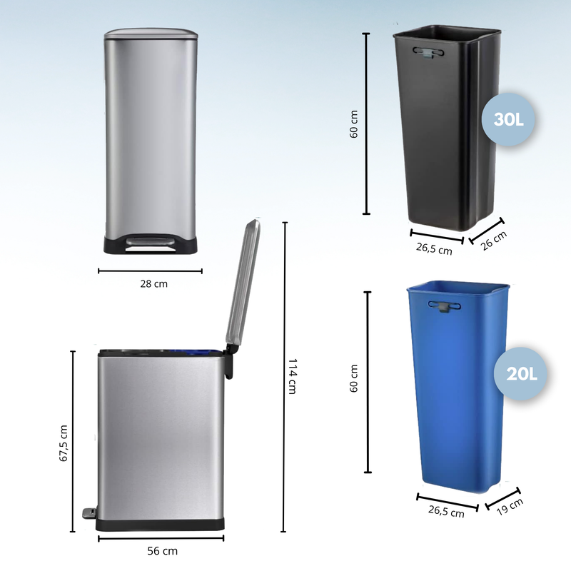 Poubelle À Pédale Tri Sélectif Edge - 50L