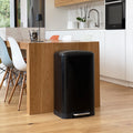 Kitchen pedal bin 40L GREENWICH Design Matte black in stainless steel with curved lid bucket