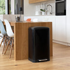 Kitchen pedal bin 40L GREENWICH Design Matte black in stainless steel with curved lid bucket