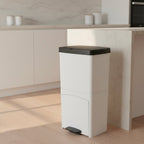 Poubelle De Tri Pédale Picea - 70L - 3Bacs - Blanc