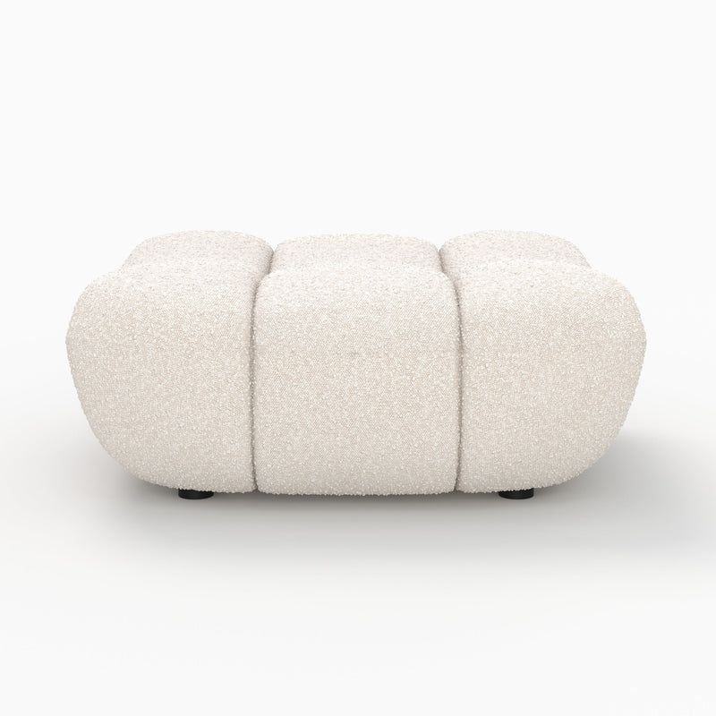 Pouf Teddy en tissu bouclé blanc