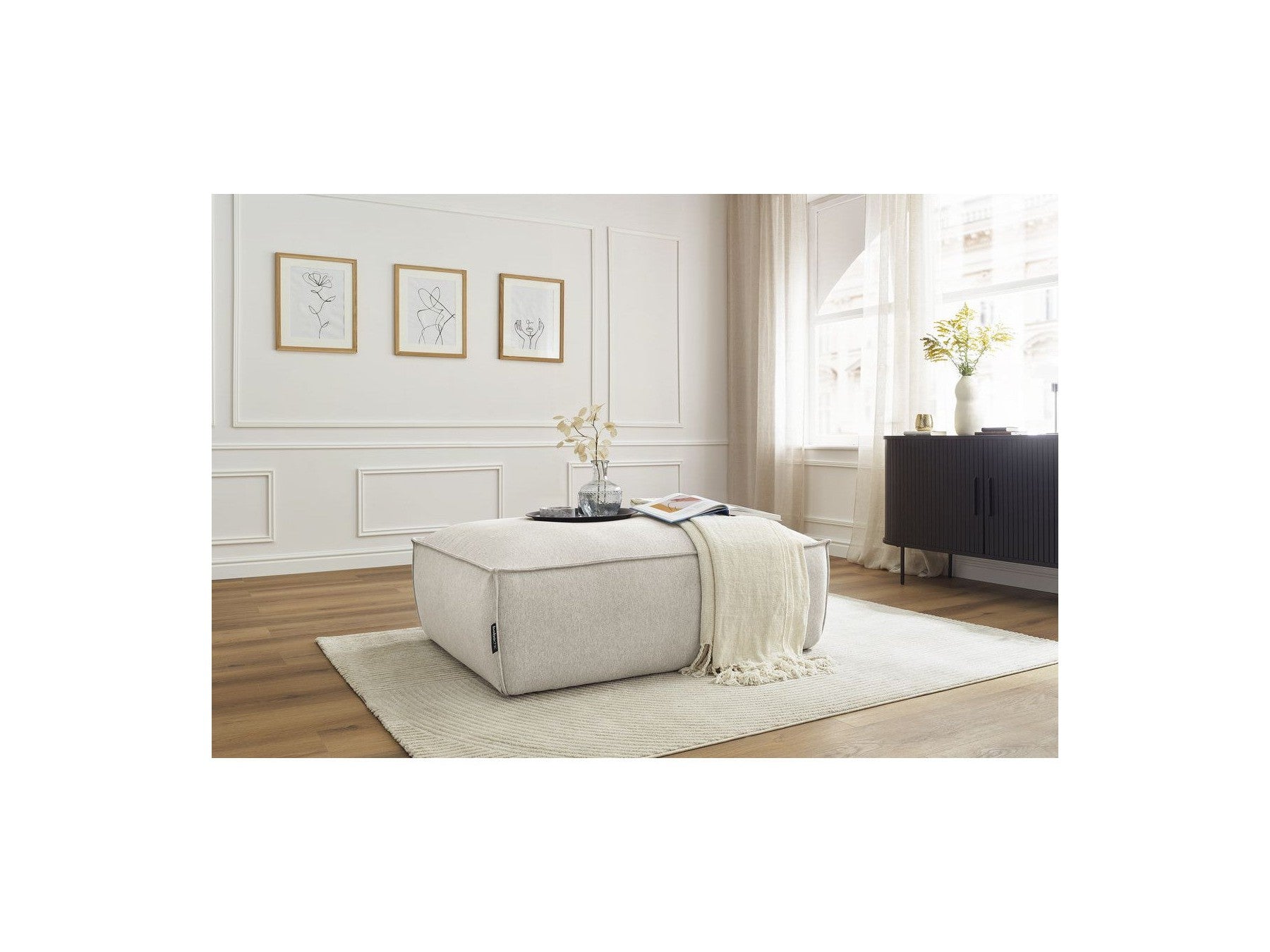 Pouf Boheme Tissu Chiné