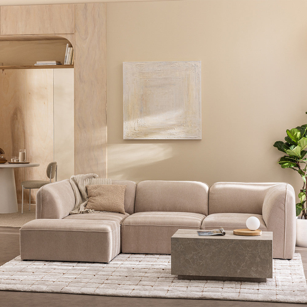 Noor - Puf para sofá modular - Tela - Beige