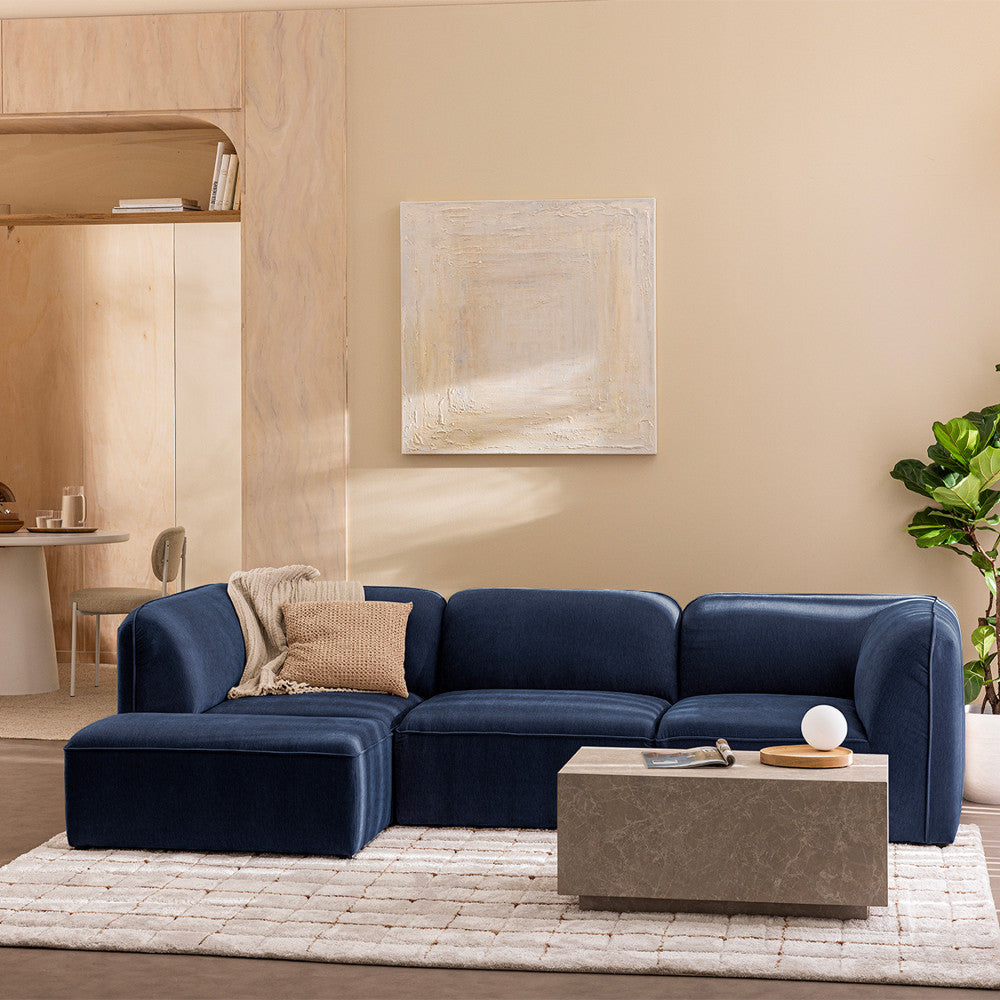Noor - Ottoman for Modular Sofa - Fabric - Navy Blue