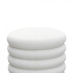 Bubble - Set of 2 Round Storage Ottomans - Bouclé Fabric - White