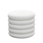 Bubble - Set of 2 Round Storage Ottomans - Bouclé Fabric - White