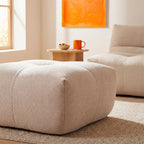 Alba - Pouf Repose-Pieds Compressé - Tissu - Beige