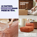 Alba - Pouf Repose-Pieds Compressé - Tissu - Beige