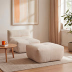 Alba - Pouf Repose-Pieds Compressé - Tissu - Beige
