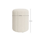 Eva - Pouf Rond En Tissu Blanc Bouclé