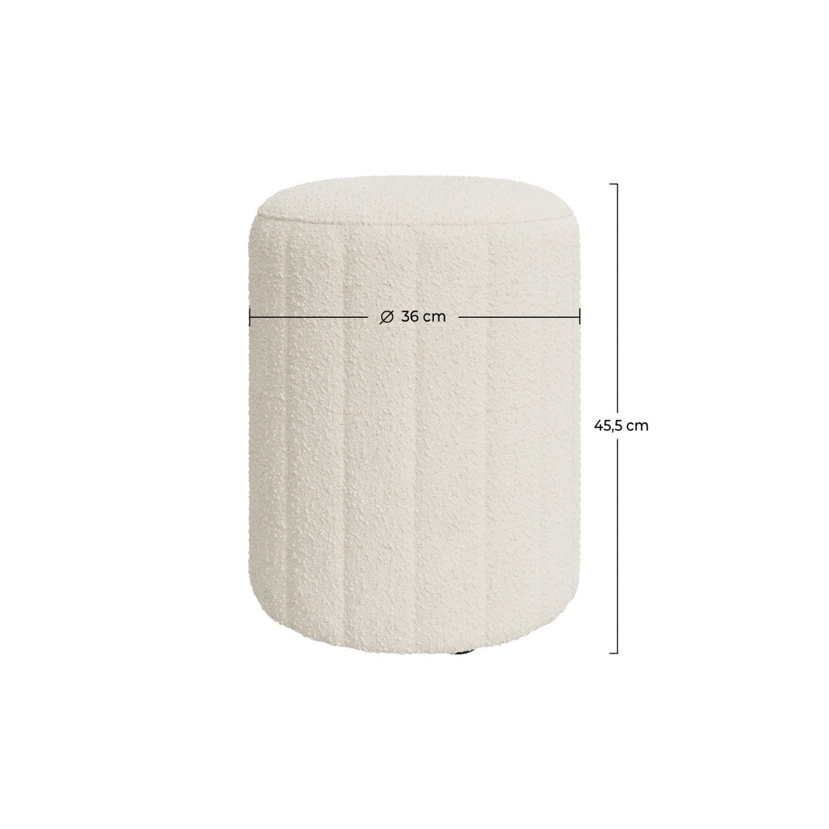 Eva - Pouf Rond En Tissu Blanc Bouclé