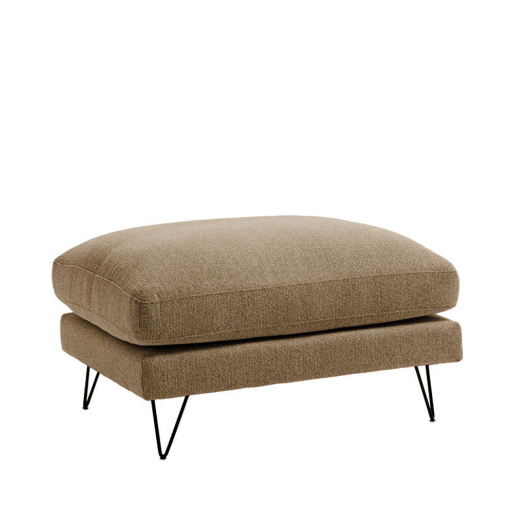 Villabon - Ottoman - Fabric with Black Hairpin Legs - Mottled Caramel