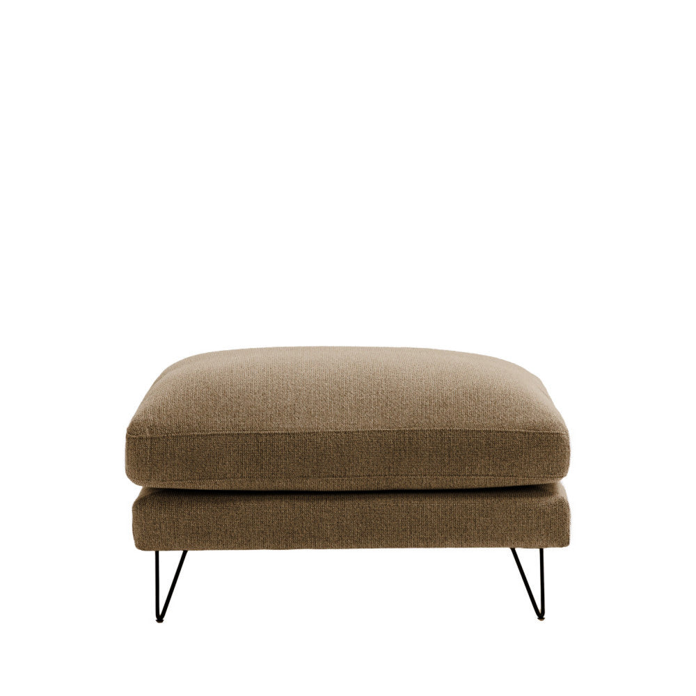 Villabon - Ottoman - Fabric with Black Hairpin Legs - Mottled Caramel