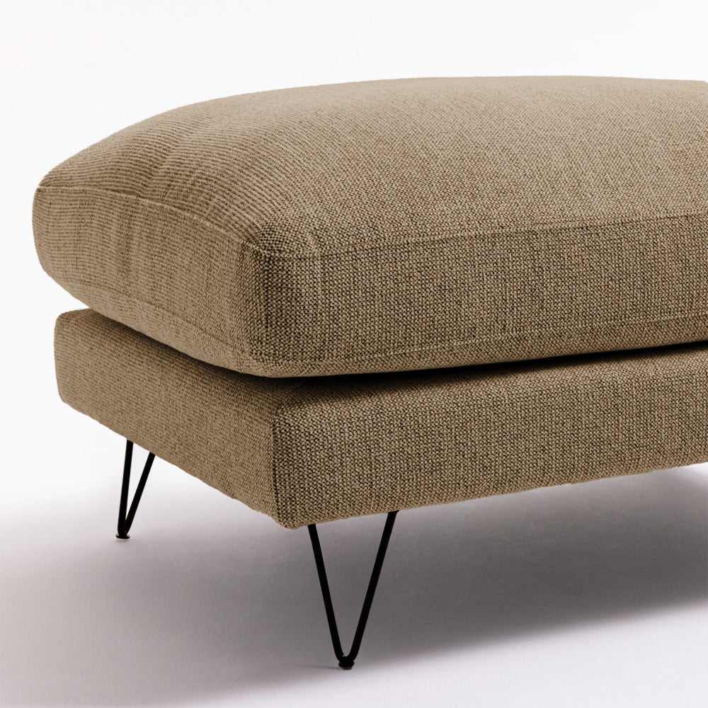 Villabon - Ottoman - Fabric with Black Hairpin Legs - Mottled Caramel
