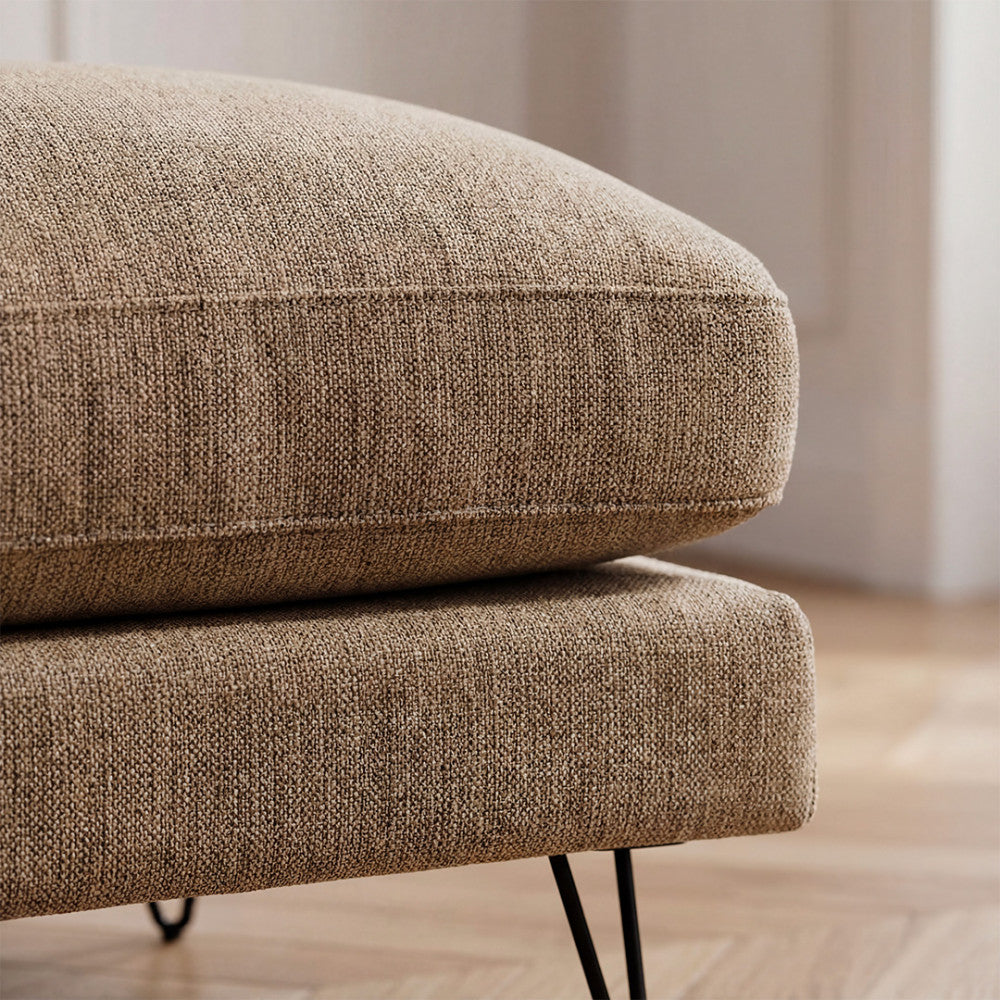 Villabon - Ottoman - Fabric with Black Hairpin Legs - Mottled Caramel