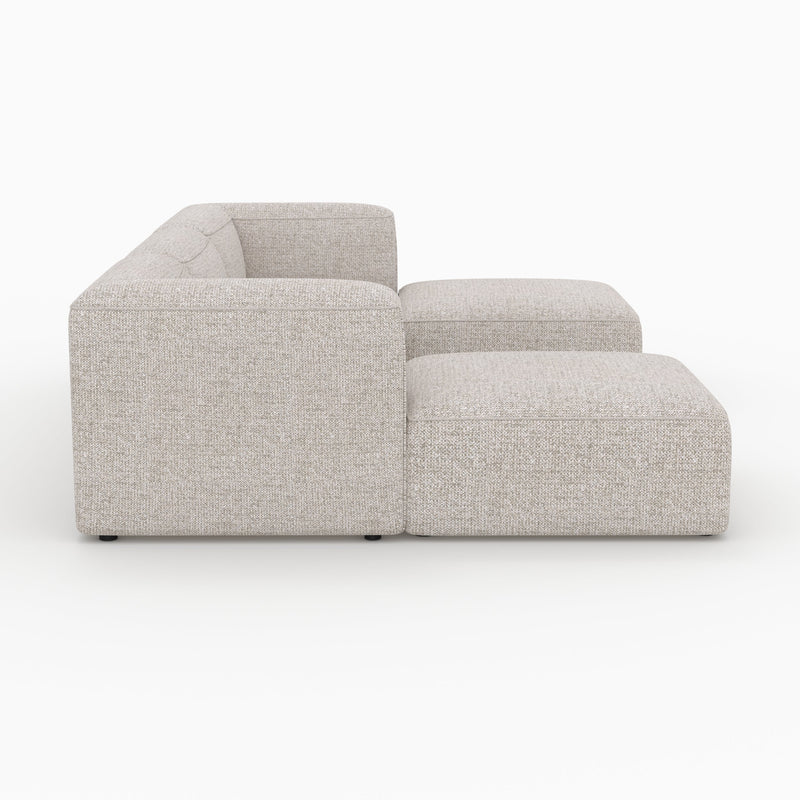 Canapé modulable Hestia en tissu beige 3 places avec pouf
